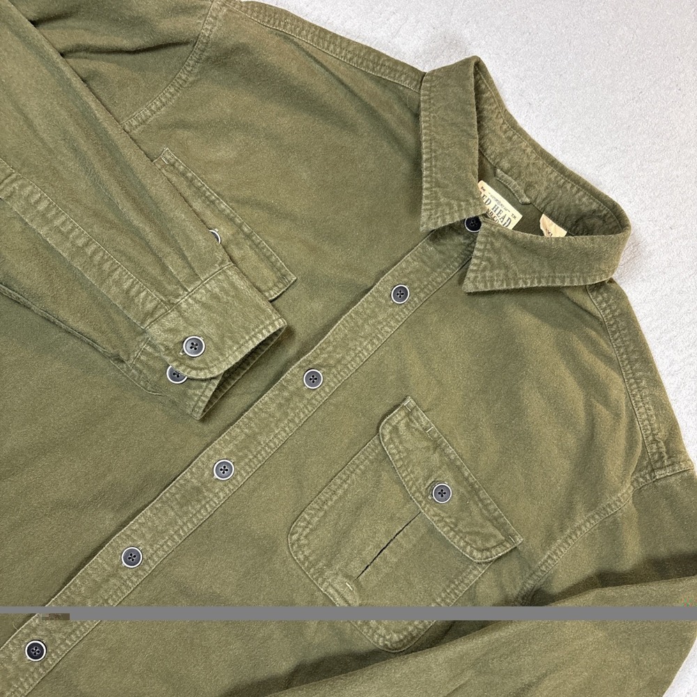 RedHead Green Solid Button-Down Shirt Men's 2XL Long Sleeve‎ Work Shirt